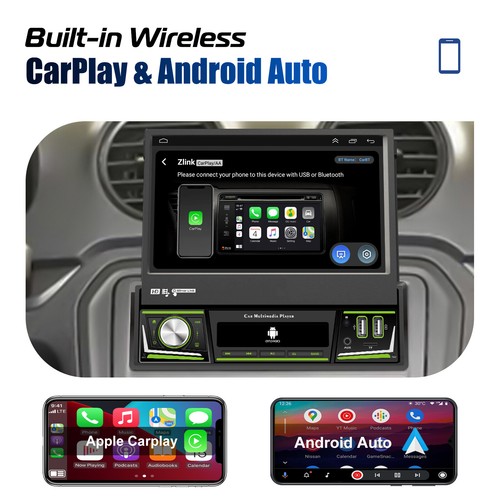 4+64G 1 DIN 7" Coche Estéreo Abatible Android 13 Carplay Radio GPS Navegación WIFI FM RDS - Imagen 6 de 14