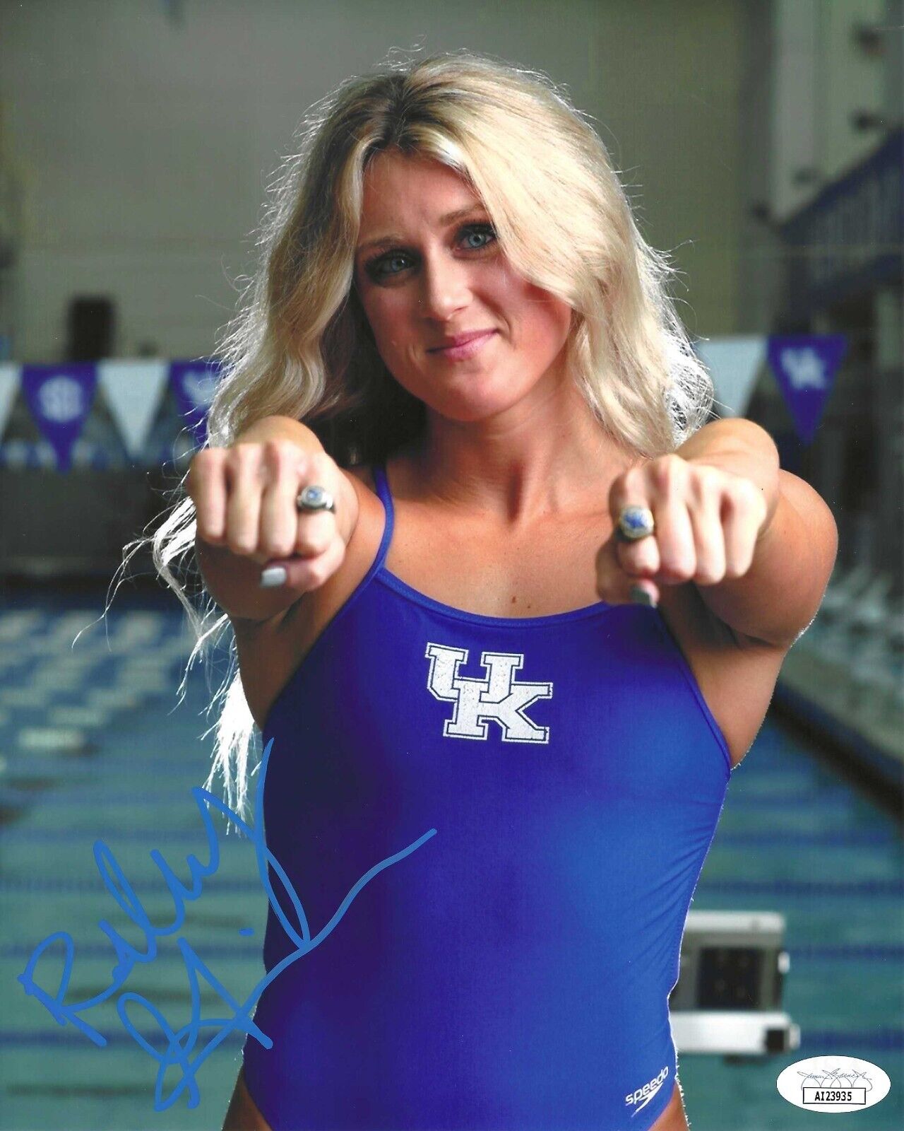 RILEY GAINES SIGNED KENTUCKY WILDCATS 8X10 PHOTO BECKETT BAS REPUBLICAN #2