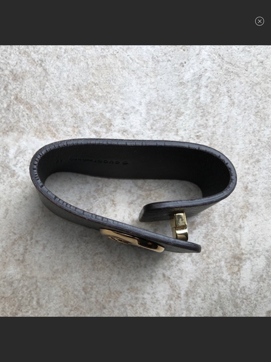 アクセサリー Gucci vintage NWOT Authentic GUCCI “1973” Leather Cuff Grey Bracelet w