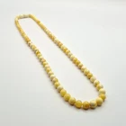 GENUINE BALTIC AMBER VINTAGE STONE ROUND BEADS NECKLACE