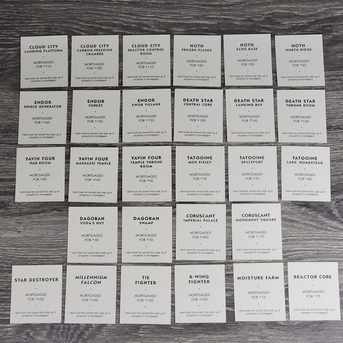 1997 Star Wars Monopoly Title Deed Cards Board Game Replacement Collector Edit. - Picture 7 of 11