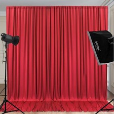 Wrinkle Free Red Backdrop Curtains for Parties Thick Fabric Photo Backdrop Dr...