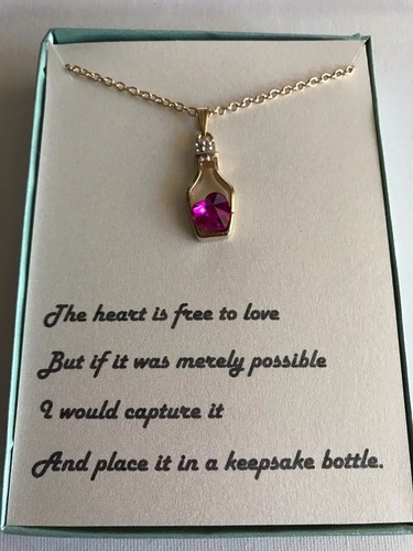 Silver Love In A Bottle Pendant Necklace With Poem - Picture 10 of 10