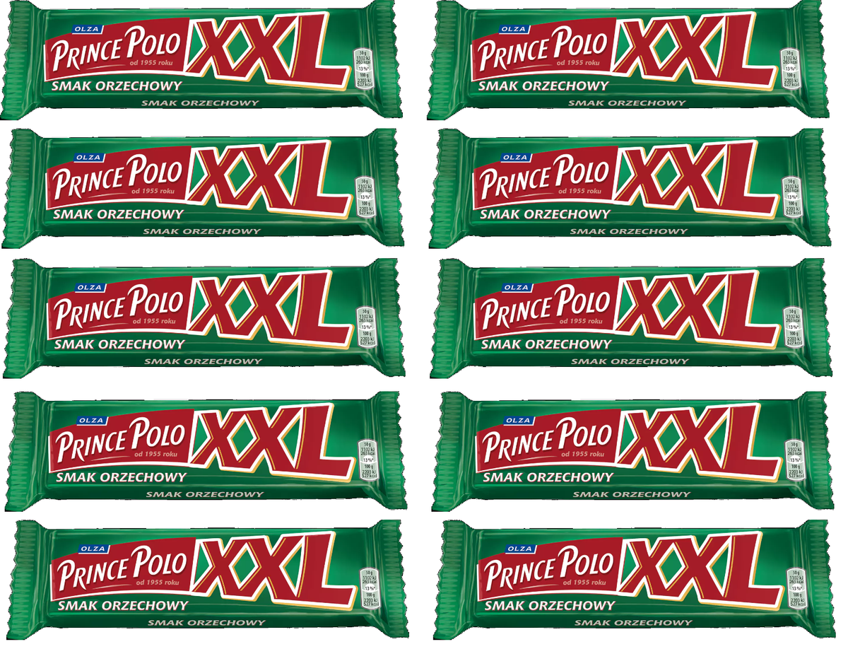 OLZA PRINCE POLO HAZELNUT XXL - 10x50G = 500G - CHOCOLATE COVERED
