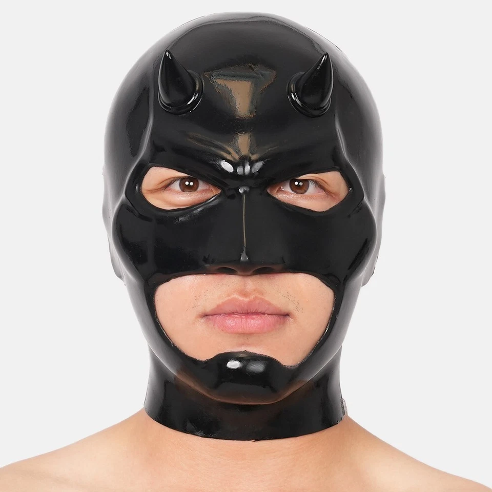 Furrjoi Silicone Evil Demon Horned Man Hood Latex Furry Fetish Mask Whole Black - Image 2 of 4