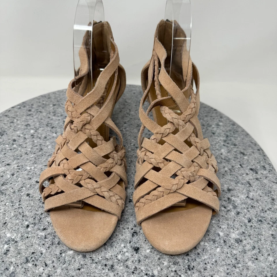 Sandálias femininas Corso Como 7,5 de couro com tiras e zíper sapatos de salto - Imagem 3 de 4