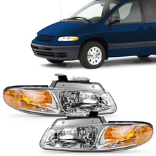Pair Headlights Assembly fits 1996-2000 Dodge Caravan Chrysler Voyager
