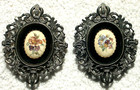 2 E A Riba Company Flower Cameo Wall Plaques Style 37 Metal Frames — photo 1