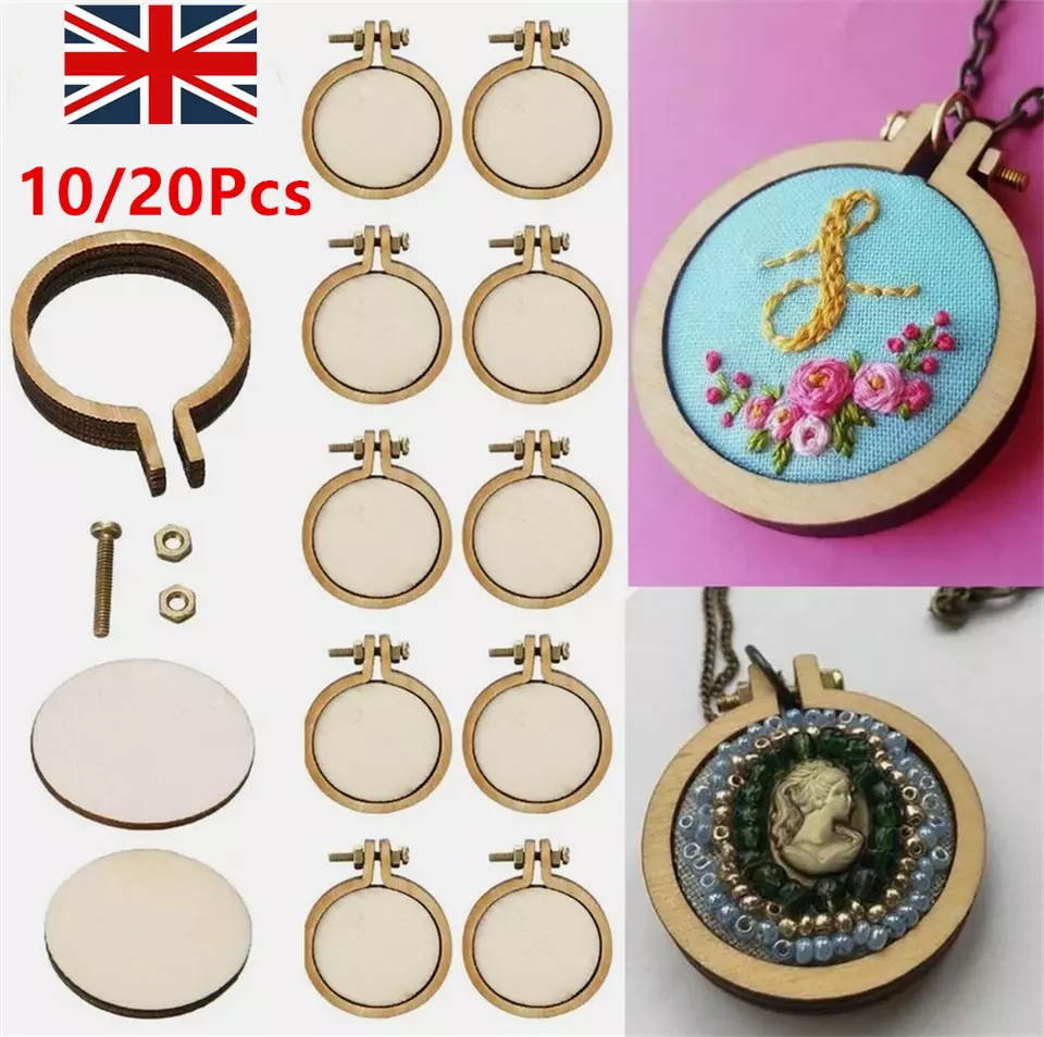 10/20X Mini Embroidery Hoop 1.2" x 1" Tiny Round Cross Stitch Hoops Wood Ring UK - Image 4 of 4