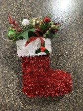 Tinsel Stocking Ornament Christmas Holiday 7"