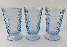 Colony • Whitehall Light Blue • Ice Tea Footed Glass • Flared Rim • Set Of 3