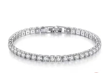 Tennis bracelet simulated diamond accents 925 silver 7'' long
