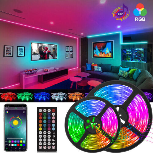 100 pieds 50 pieds DEL bandes lumineuses RVB TV rétroéclairage 5050 Bluetooth APP USB pour télévision de chambre - Photo 1 sur 12