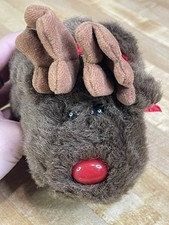 Swibco 6 inch Puffkins Gus Moose Red Ribbon 1994 Stuffed Animal Plush Toy