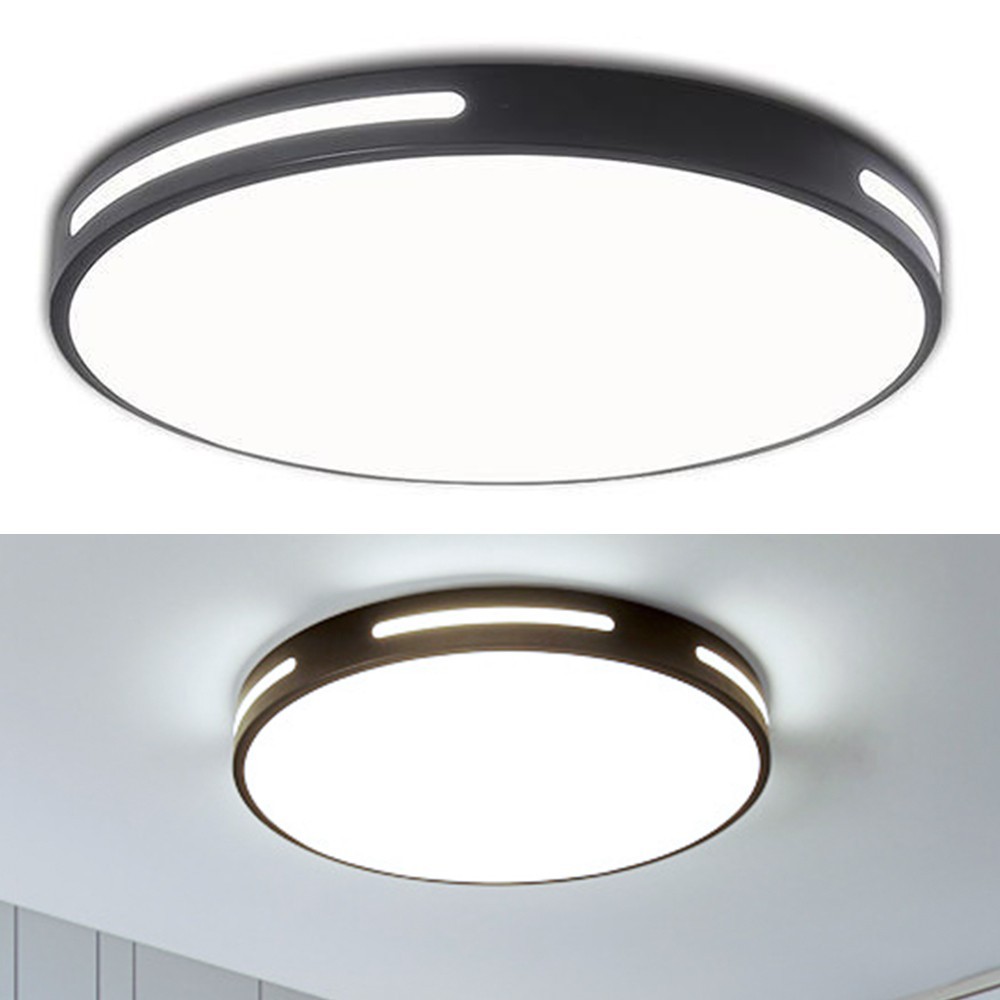LED Flush Mount Ceiling Light 18W Matte Black Round 6500K light UK