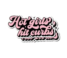 | Hot Girls Hit Curbs Car Sticker (Pcs) - Humorous Hot Girl Sticker for 2