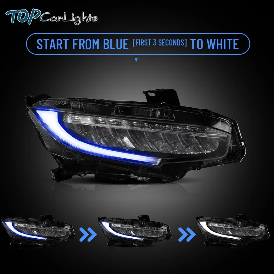 Faros LED para proyector de señal secuencial LED DRL 2016-2021 Honda Civic Foto 4 de 4