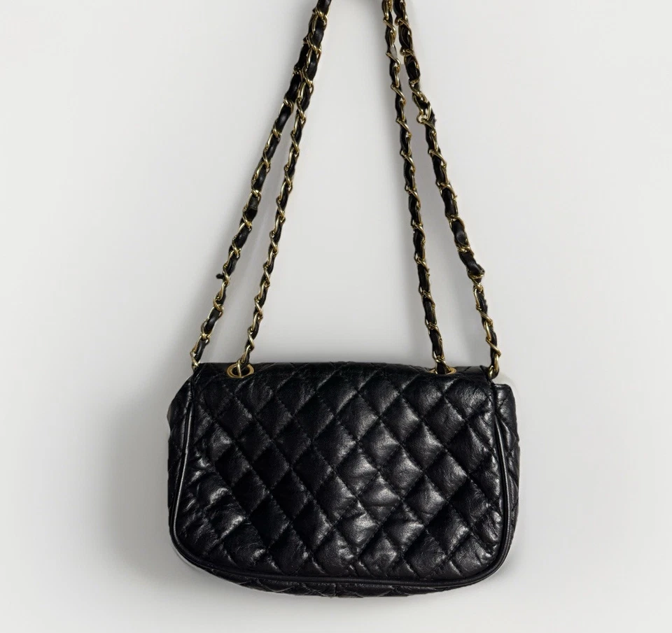 Magid стеганая кожаная Дамская сумка цепочка ремень застежки вечер конвертируемый кошелек  - Изображение 4 из 4