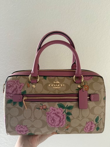 Coach Prairie Rose Print Satchel Bag - Pink