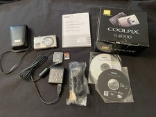 NIKON COOLPIX S4000 DIGITAL CAMERA SILVER 12.0MP TOUCH SCREEN BUNDLE