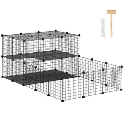 Pet Playpen Cage Small Animals, Modular Gates, Hamsters, Cats, Ferrets, Black