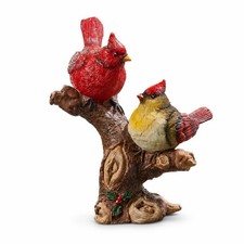 Whimsical Resin Bird Decor Painted Tree-Stump Bird Statue