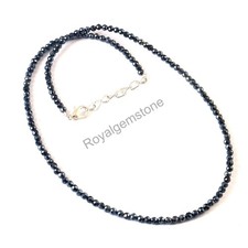 Diamond Beads Black, 3mm Faceted Round Diamond Beads, Diamond Beaded Necklace