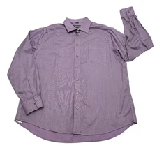 VTG Kenneth Cole Reaction Button Dress Shirt Men XL Purple Striped Regular Fit