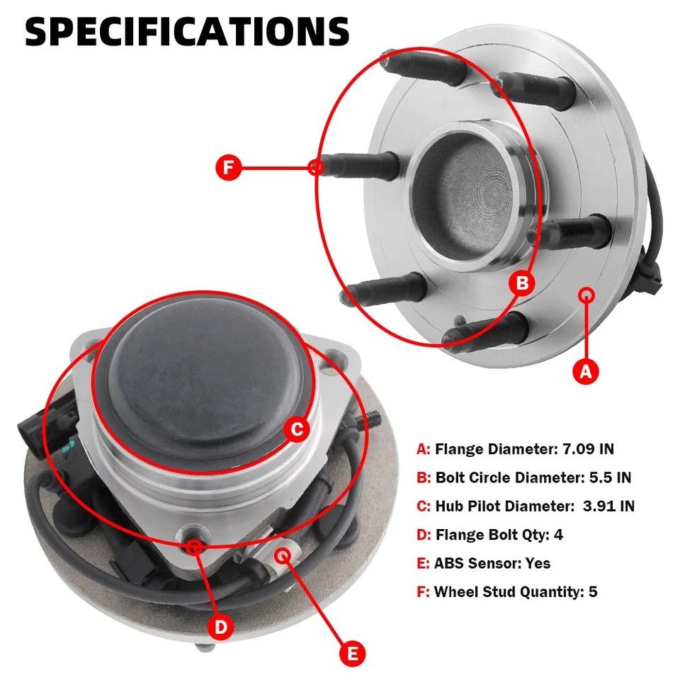 Par de cojinetes de rueda delantera 2x2 MOOG para Chevy Silverado 1500 GMC Sierra 1500 Yukon Foto 3 de 4