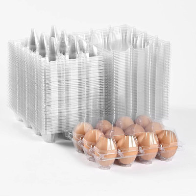 120 Pc Clear Plastic Egg Cartons Cheap Bulk, 12Grid Reusable Eggs Carton Bulk, C