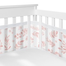 Sweet Jojo Designs 2-Piece Breathable Mesh Crib Liner Set Blush Pink Floral Leaf