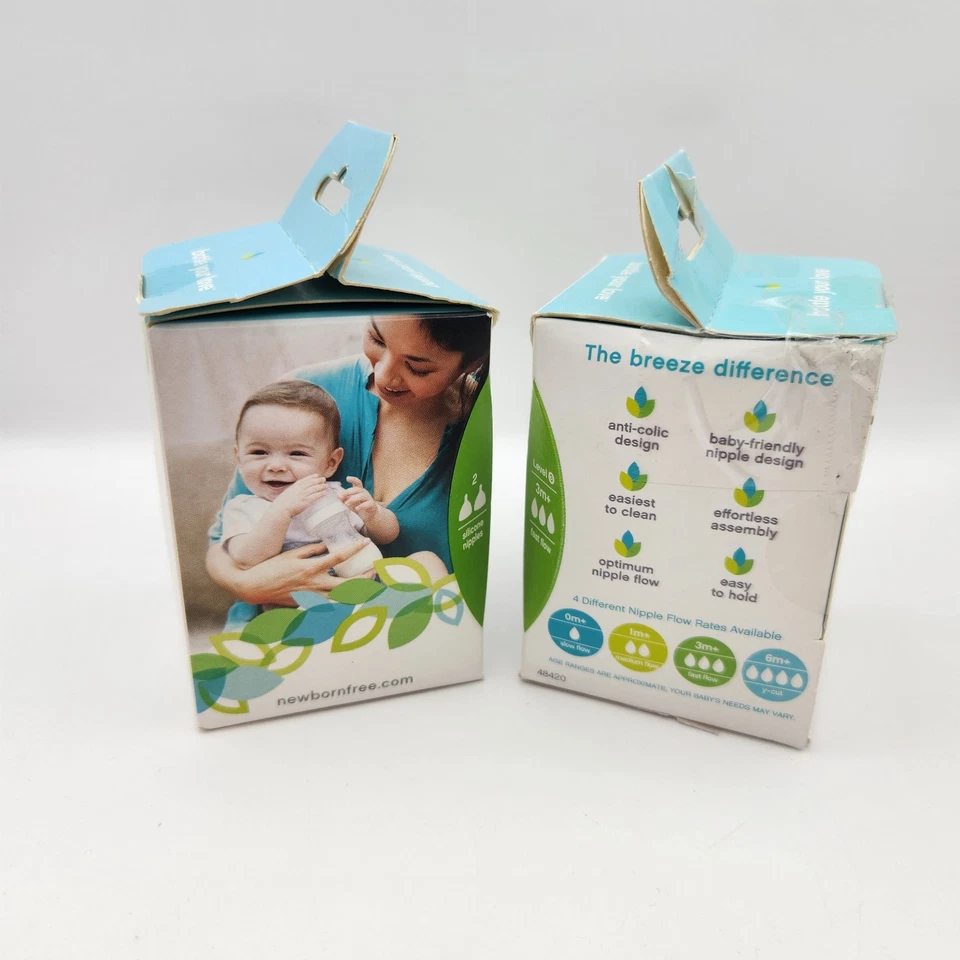 Born Free Breeze 2 Paquetes Lote de 2 Pezones Silicona Nivel 3 3M+ Flujo Rápido NUEVO Foto 2 de 4