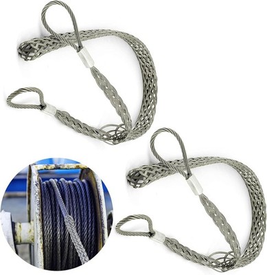 2 Pcs 50-63mm Heavy Wire Cable Mesh Pulling Grip Double Head Cable Pulls Sock...
