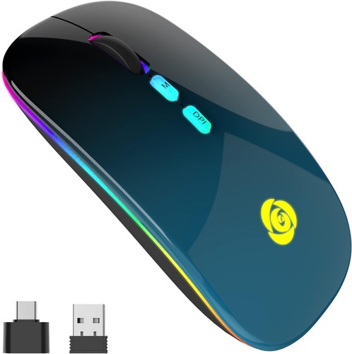 Mouse senza fili, mouse Bluetooth con ricevitore USB Type-C, ricevitore USB a 2, - Foto 2 di 8