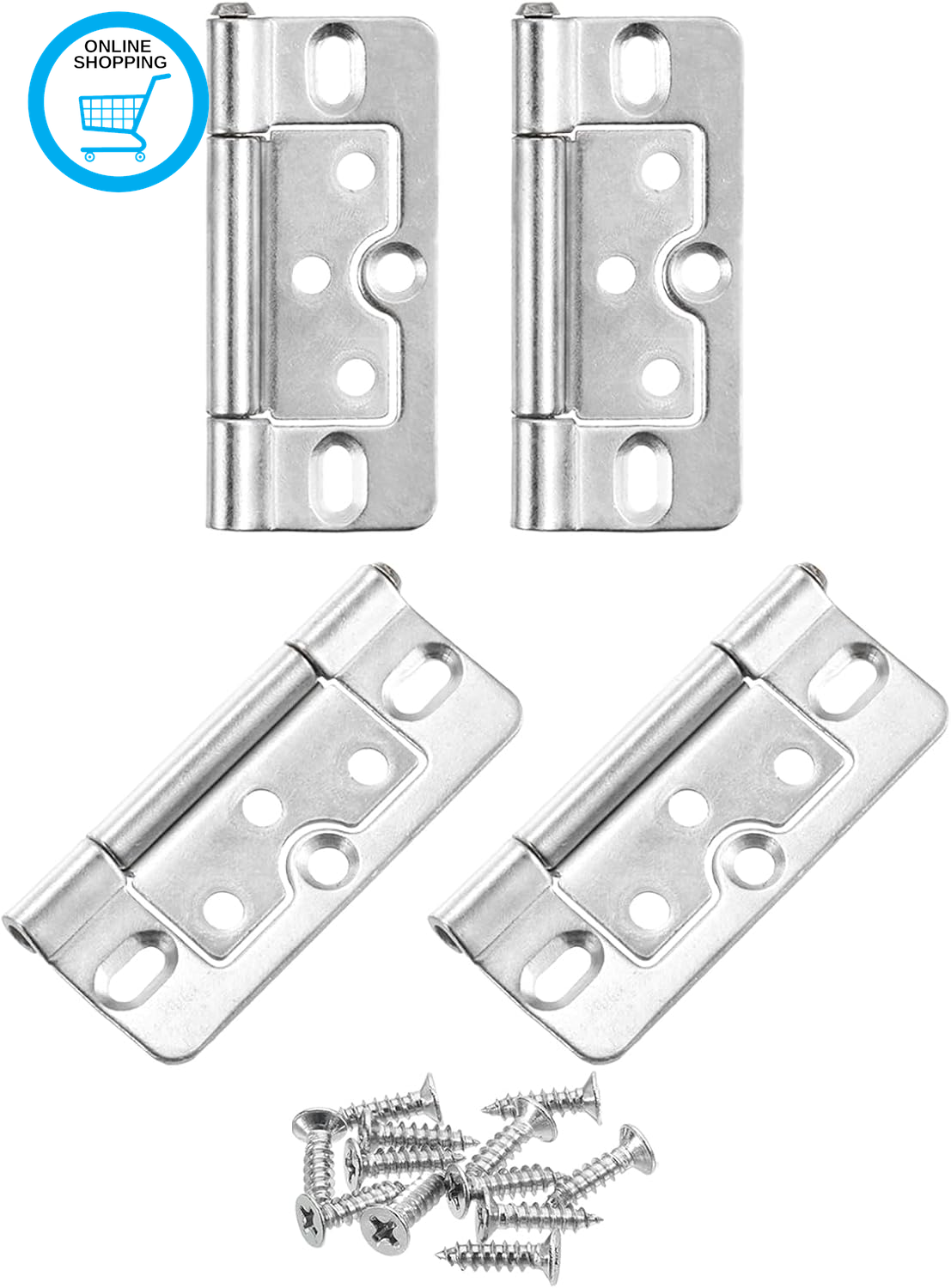 4Pcs 3X1.4 Inch Door Hinges Non-Mortise No Noise Bifold Door Hinges Plating for
