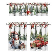 Merry Christmas Kitchen Curtains Set of 3 54"W x 36"L Pack of 3 Christmas One