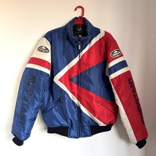 Kushitani Motorcycle Jacket Size Large Vintage Padded Logo Japan Red White Blue