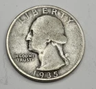 1935 Washington Quarter Dollar 90% Silver Circulated US Coin