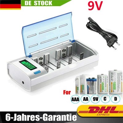 Akku Ladegerät LCD Universal Schnell Batterieladegerät für AA/AAA/SC/C/D/9V DE*^