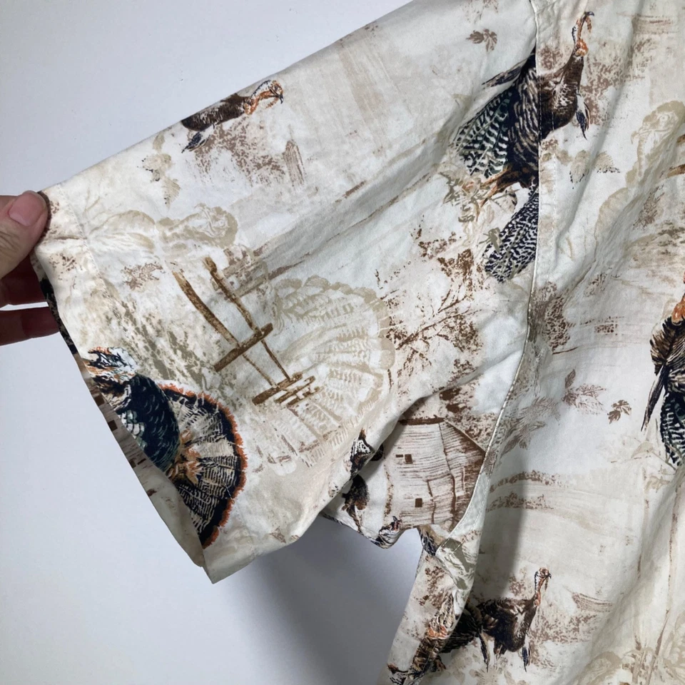 Camisa Para Hombres North River Caza Pavo Botón Manga Corta 2XL Algodón Marrón Crema Foto 4 de 4