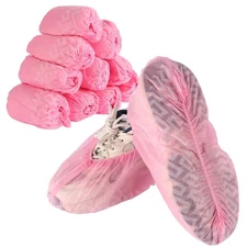 Pink 100 Pack Non-Slip Disposable Shoe Covers Premium Boot Protector Booties