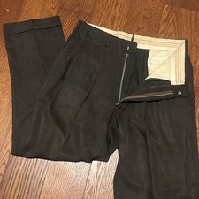Vintage 32x28 1940s 1950s Hollywood Waist Pleated Pants Cuffed Drop Loop