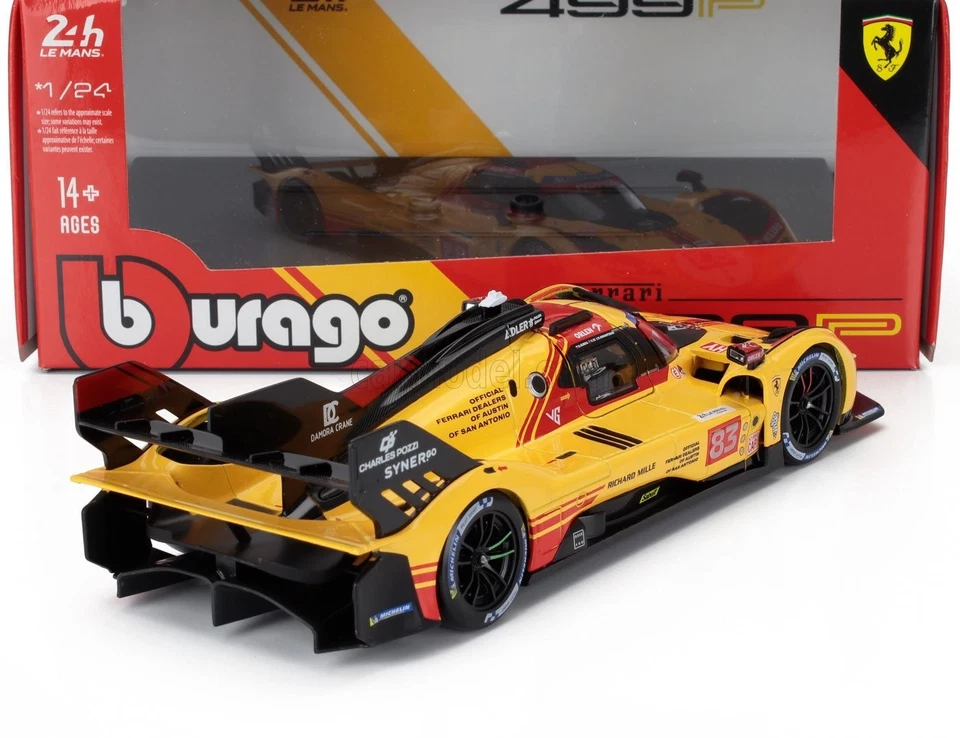 BURAGO FERRARI 499P 24H LE MANS 2024 KUBICA - MODELLINO AUTO STATICO  SCALA 1/24 - Immagine 2 di 4