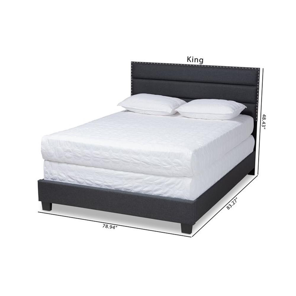Baxton Studio Ansa Queen Size Dark Gray Fabric Upholstered Bed