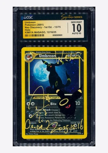 Pokemon CGC10 AUTO10 Umbreon Holo Kimiya Masago 2001 13/75 Neo Discovery English