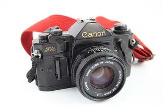 Canon A 1 Vintage SLR Film Camera Working w/ Canon 50mm F/1.8 Lens