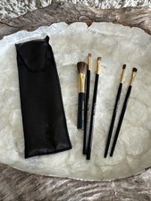 CHANEL BEAUTY VINTAGE BLACK WOODEN MAKEUP BRUSHES ASSORTED IN SATIN POUCH