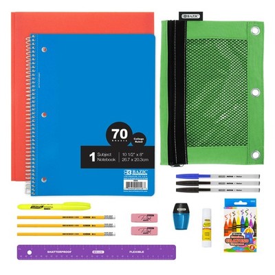 BAZIC 23-Pc Essential School Supply Kit Box for Students, 1-Pack