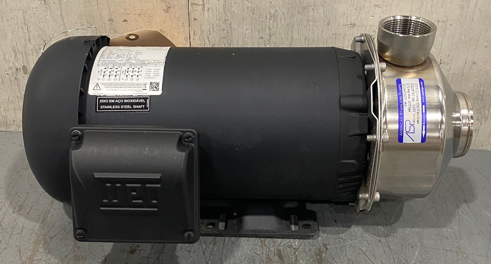 WEG 3 HP 208-230/460V AC 119 Ft. Centrifugal Pump 60PY33