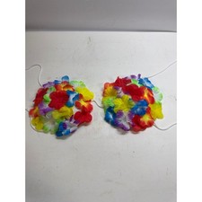 Hawaiian Luau Shell Flower Bikini Top Rainbow Tropical Costume Party Accessory